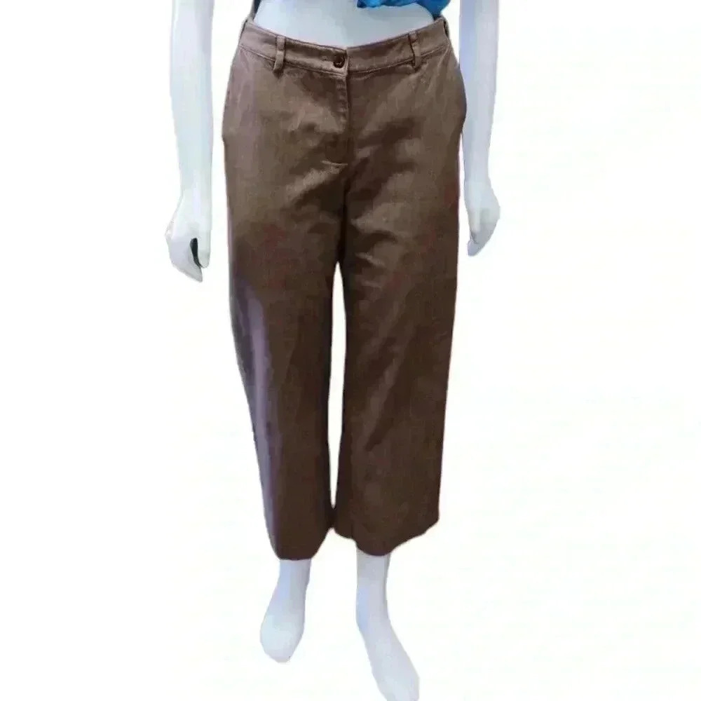 L.L. Bean Classic Fit Brown Ankle Lined Pants Trousers Size 10P